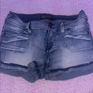 Wallflower Blue Jean Shorts Distressed Cut-Off Style
